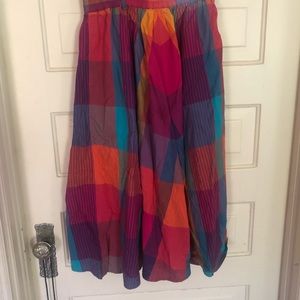 Vintage 90s Rainbow Full Skirt, 100% Cotton